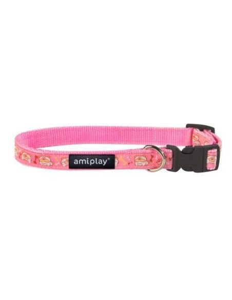 Amiplay Collare naylon con disegni M diam.25/40 cm larg.1.5 cm rosa