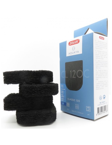 Zolux Aquaya spugna carbone classic 120 4 spugne