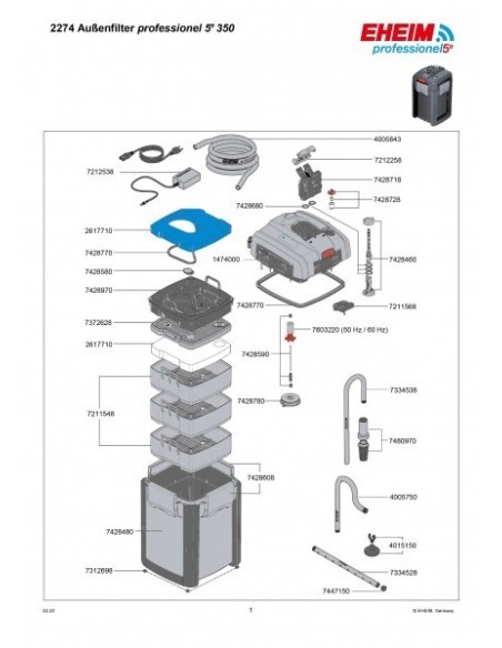 EHEIM professionel 5e 350 - filtro esterno elettronico con sistema d  controllo - gestione  WiFi