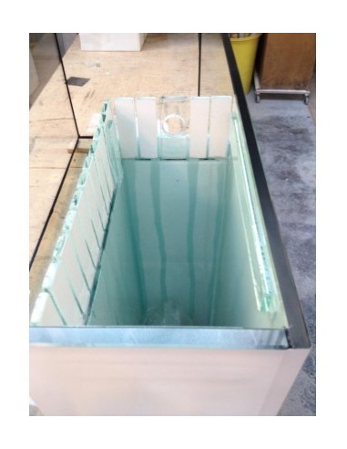 Vasca Acquario Artigianale Professionale IN TOTAL VETRO EXTRA CHIARO 140X40X60H - 336LT (con supporto)