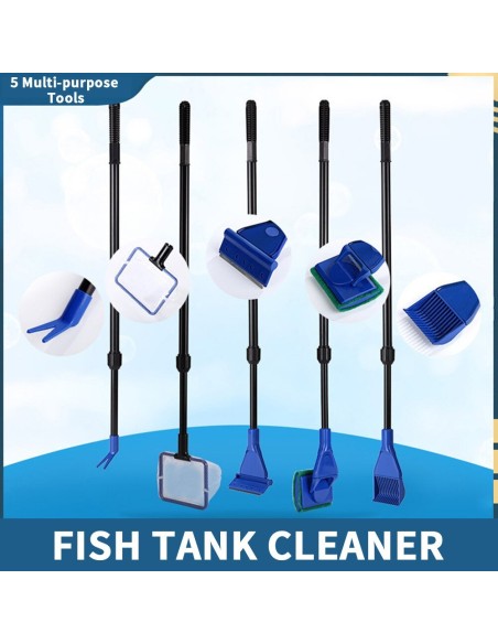 JENGCA SET TOOL 5 IN 1 RASCHIETTO PULIZIA ACQUARI 45 cm lunghezza