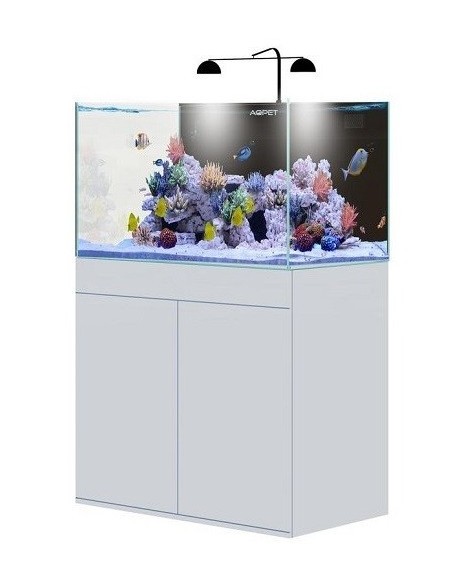 AQPet Kit Acquario Kubic 90 bianco laccato con supporto vetro extrachiaro accessoriato di tutta la tecnica