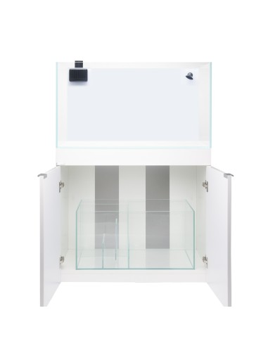 AQPet Kit Acquario Kubic 90 bianco laccato con supporto vetro extrachiaro accessoriato di tutta la tecnica