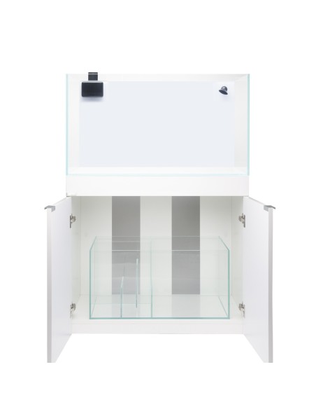 AQPet Kit Acquario Kubic 90 bianco laccato con supporto vetro extrachiaro accessoriato di tutta la tecnica
