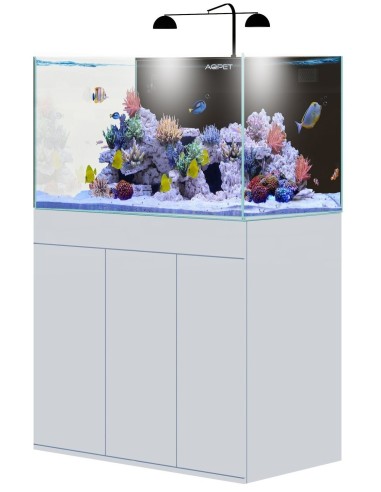 AQPet Kit Acquario Kubic 120 bianco con supporto in vetro extrachiaro