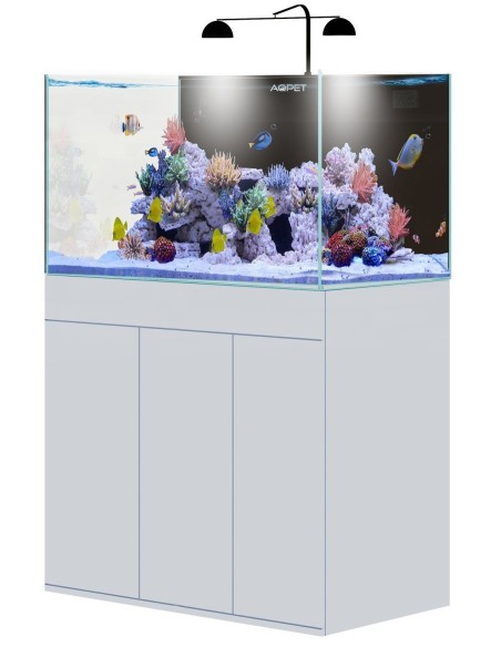 AQPet Kit Acquario Kubic 120 bianco con supporto in vetro extrachiaro