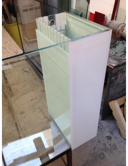 Vasca Acquario Artigianale Professionale  IN TOTAL VETRO EXTRA CHIARO -  50x50x80H -200LT  (solo vasca)