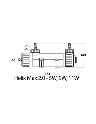 Aquamedic Helix Max 2.0 9 W UV-C chiarificatore d'acqua per acquari marini e d'acqua dolce