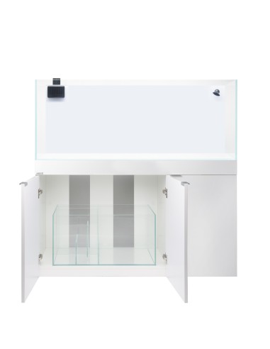 AQPet Kit Acquario Kubic 120 nero lucido ccon supporto vetro extrachiaro accessoriato di tutta la tecnica