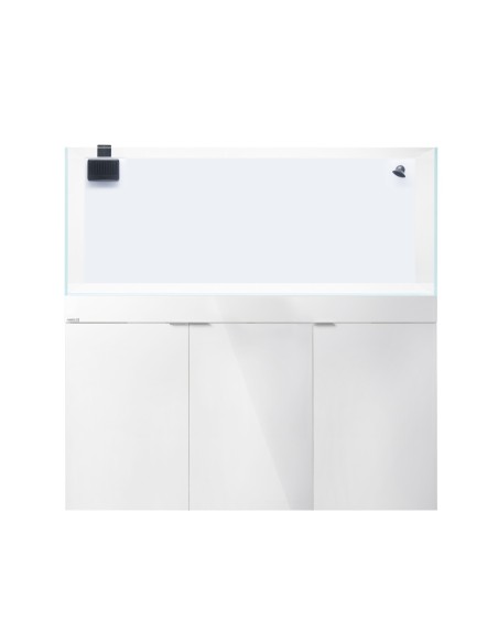AQPet Kit Acquario Kubic 120 bianco laccato lucido ccon supporto vetro extrachiaro accessoriato di tutta la tecnica