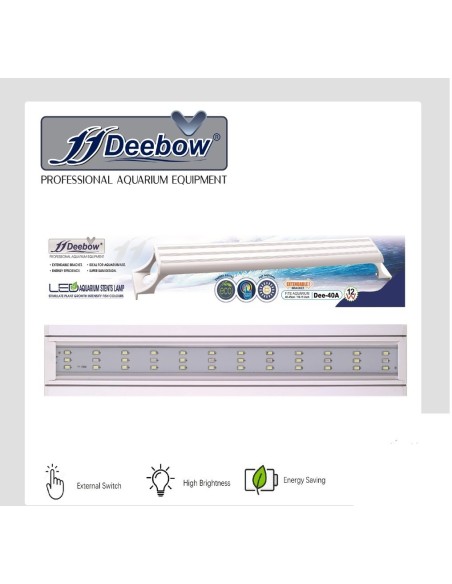 Deebow DEE-60A Plafoniera Nera LED  per acquari acqua dolce (16W) (60cm-65cm)