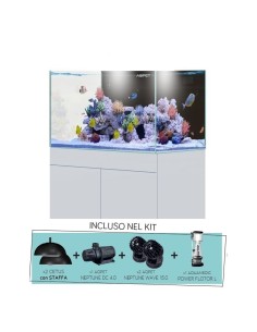 AQPet Kit Acquario Kubic 120 bianco laccato lucido ccon supporto vetro extrachiaro accessoriato di tutta la tecnica 2