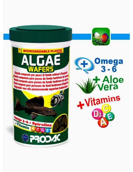 Prodac algae wafers per pesci da fondo erbivori 250 ml/125 gr