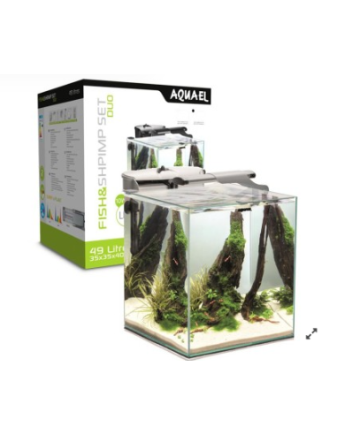 Aquael fish&shrimp set duo  accessoriato 49 lt 35x35x40 nero