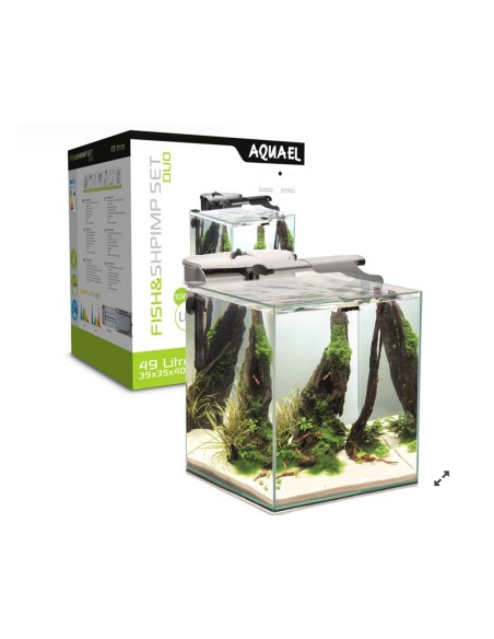 Aquael fish&shrimp set duo  accessoriato 49 lt 35x35x40 nero