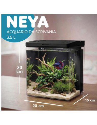 aqpet neya acquario 5 lt 20x15x20  nero accessoriato
