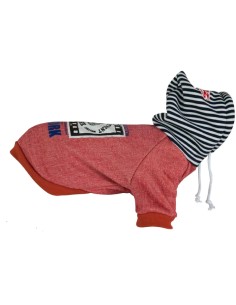 Dobez Cappottino Felpa con cappuccio rigato taglia XL rosso