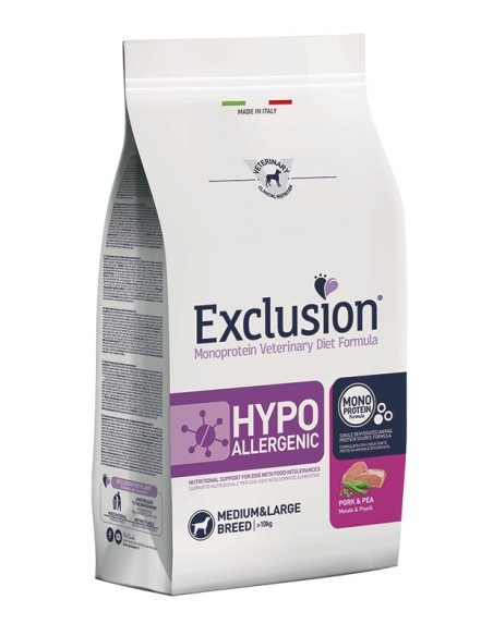 Exclusion Diet Hypoallergenic Medium/Large Breed Maiale e Piselli 12 kg
