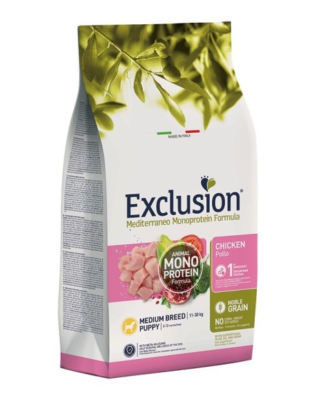 Exclusion Mediterraneo Puppy Medium con pollo kg.3