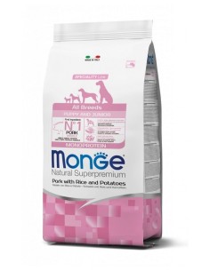 MONGE SUPERPREMIUM ALL BREEDS PUPPY & JUNIOR MAIALE RISO E PATATE DA KG 12