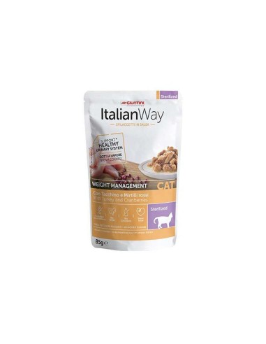 Italian way sfilaccetti in salsa Cat sterilizzati con tacchino e mirtilli rossi gr 85