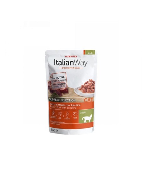 Italian way sfilaccetti in salsa Cat adult con Maiale e spirulina gr 85