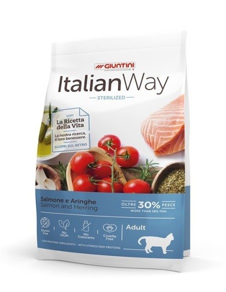 Italian way cat adult sterilized con salmone e aringhe gr.300