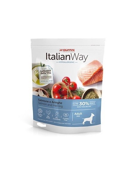 ITALIAN WAY DOG ADULT MINI HYPOALLERGENIC SALMONE E ARINGHE 8 Kg