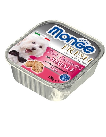 Monge Fresh pate' e bocconcini in vaschetta con maiale gr.100