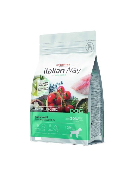 iTALIAN WAY CANI ADULTI MEDIUM/MAX iDEAL HYPOALLERGENIC TROTA E MIRTILLI KG 12