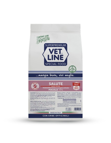 Vet Line salute cani taglia piccola con 34% di maiale monoproteico 3 kg