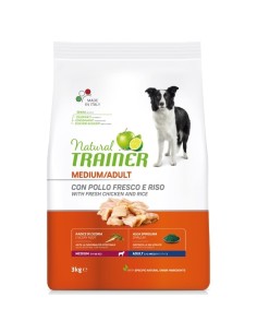 Trainer  Natural Adult Medium con Pollo Fresco e Riso 12 kg