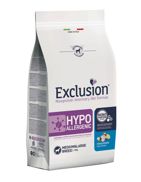Exclusion Diet Hypoallergenic Medium/Large Breed Pesce e Patate 2 kg
