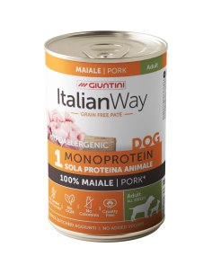 Italianway cani grain free monoproteico pate' al maiale...