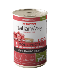 Italianway dog grain free monoproteico pate' al manzo 400 gr