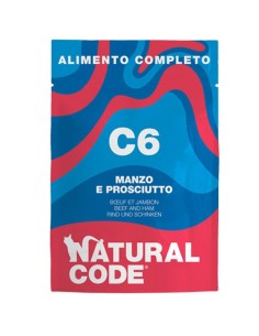 Natural Code adult cat C6 manzo e prosciutto 70 gr
