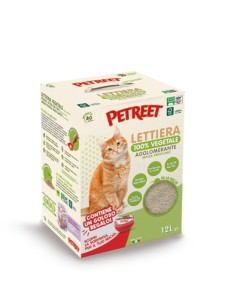 Petreet lettiera vegetale agglomerante 100 % naturale 12 lt