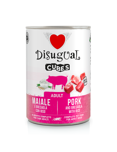 Disugual Cubes cane con maiale bresaola e riso