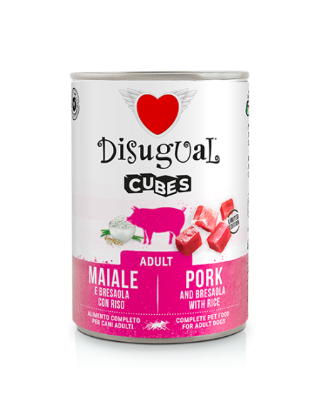 Disugual Cubes cane con maiale bresaola e riso