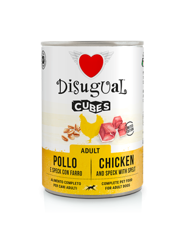 Disugual cubes cani con pollo ,speck e farro 400 gr