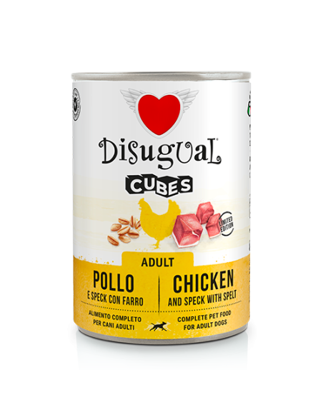Disugual cubes cani con pollo ,speck e farro 400 gr
