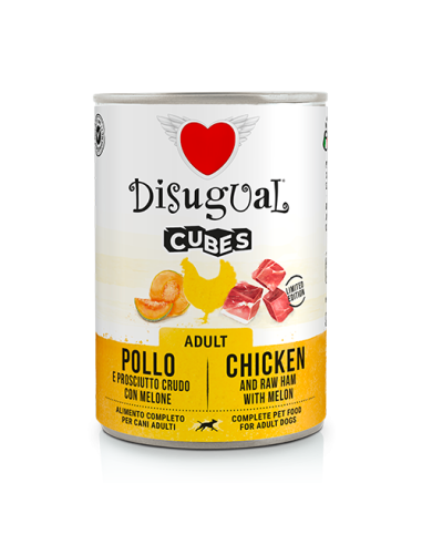 Disugual cubes cani con pollo ,prosciutto crudo e melone 400 gr