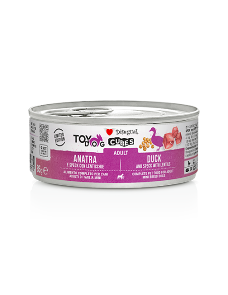 Disugual cubes adult toydog con anatra ,speck e lenticchie 85 gr