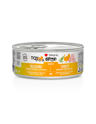 Disugual cubes adult toydog con Tacchino arrosto di maiale e piselli 85 gr