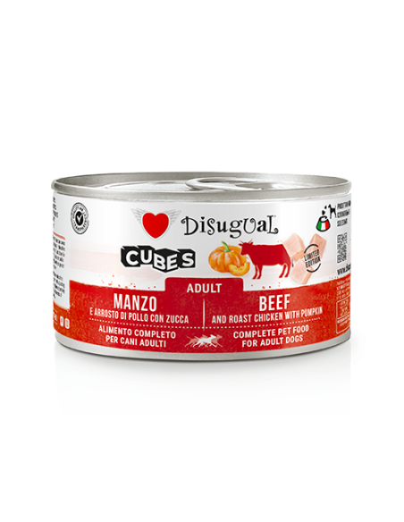 Disugual cubes adult con Manzo,arrosto di pollo e zucca 150 gr