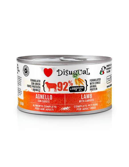 Disugual adult monoproteico 92% verdure 4 % con agnello e carote 150 gr