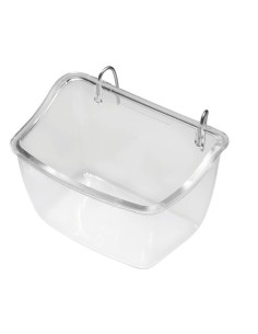Mangiatoia trasparente Lory con ganci in metallo